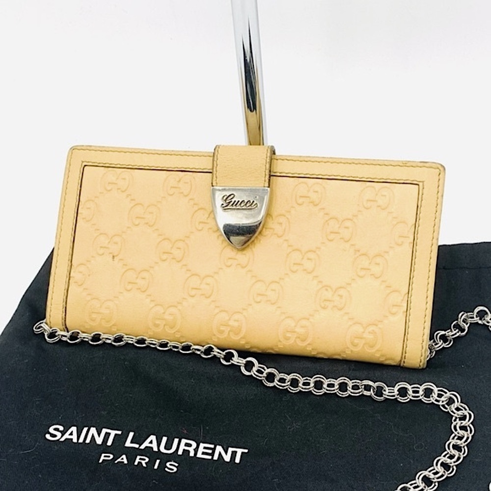 GUCCI⚡️Guccissima Pale Yellow Monogram Signoria Continental French Flap Wallet